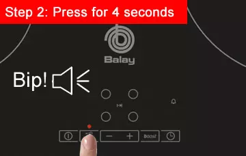 step 2 press for 4 seconds