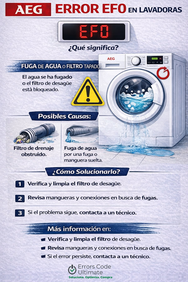 infografía de cómo arreglar el error ef0 en lavadoras AEG